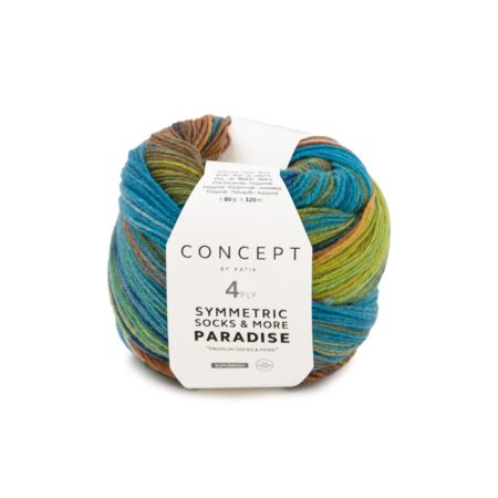 Příze SYMMETRIC SOCKS & MORE - PARADISE - barva Ochre -Green-Blue